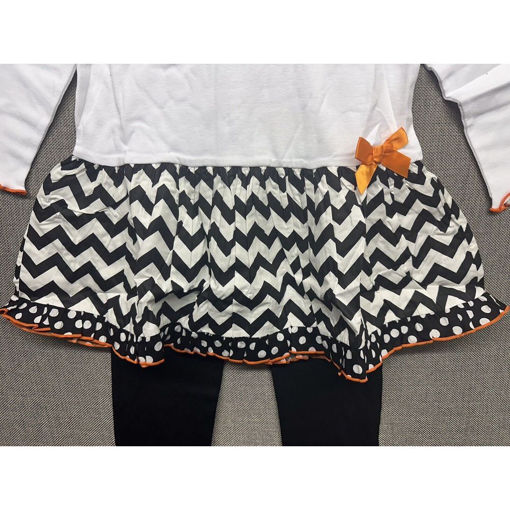 BNWT Ann Loren Halloween Black Cat In Pumpkin Dress Pants Set Girls Size 11/12 - Picture 6 of 8